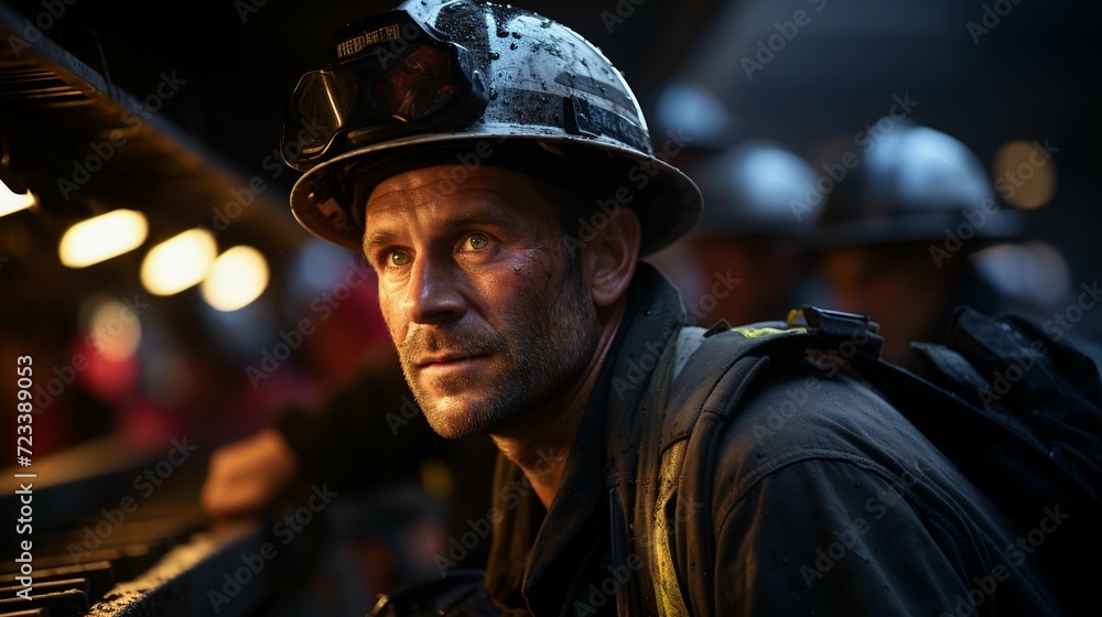 May 4: international firemen's day. Portrait of a firefighter working in emergency services