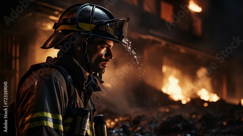 May 4: international firemen's day. Portrait of a firefighter working in emergency services © Laia Balart
