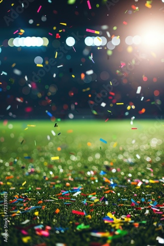 Colorful confetti rains dow...