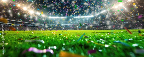 Colorful confetti rains dow...