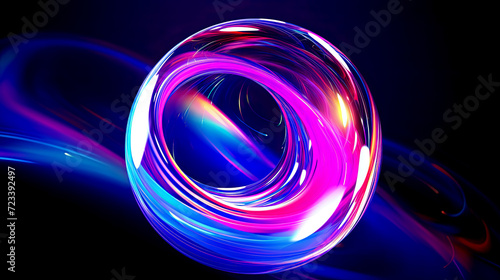 glowing glass sphere in neon colors