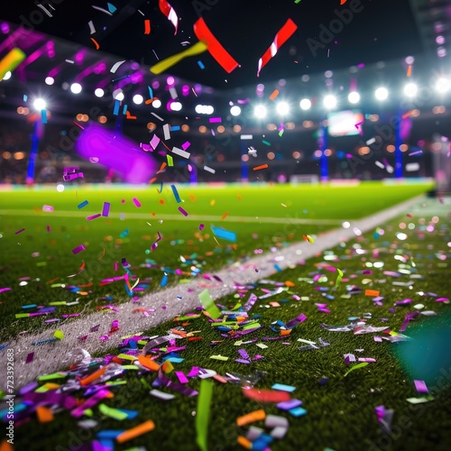 Colorful confetti rains dow...
