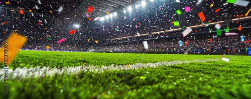 Colorful confetti rains dow...