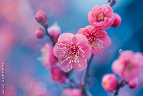 Blooming fruit tree. Background with selective focus and copy space