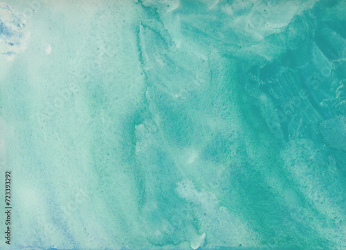 Abstract watercolor background texture with green sea