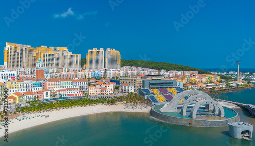 Canvas Print Aerial view of Sunset ghost town in Phu Quoc island, Vietnam
