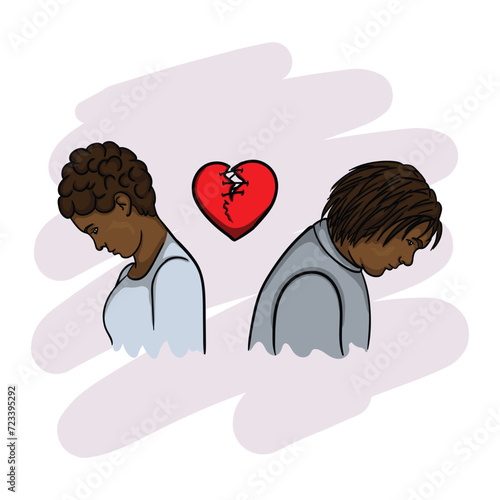 A young couple, a dark-skinned guy and a girl, quarreled and broke their heart