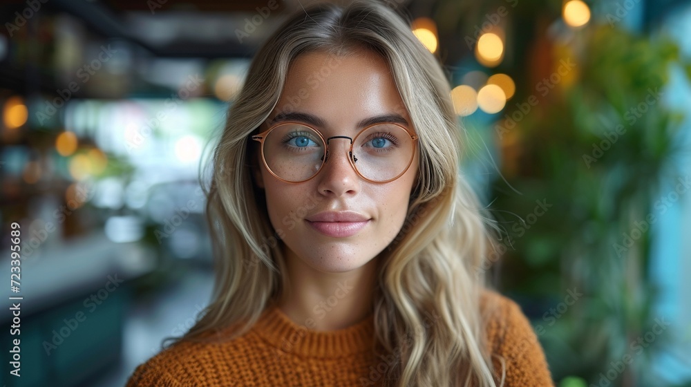 Portrait of a customer choosing, buying and shopping for frames for better vision and eyesight.generative ai Portrait of a customer choosing, buying and shopping for frames for better vision and eyesight.generative ai