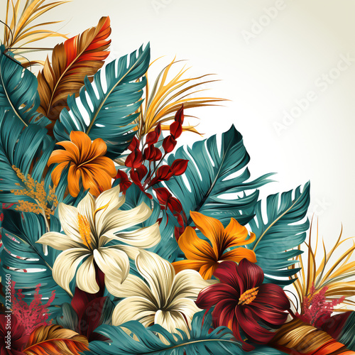 Trendy seamless tropical pattern with exotic leaves and plants jungle   seamless background with leaves