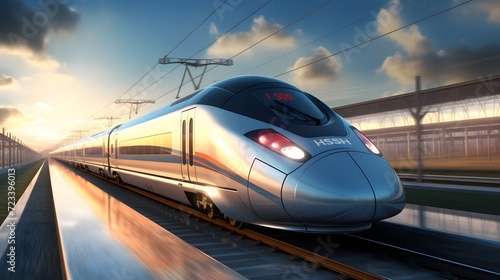 The high-speed train is travelling at high speed