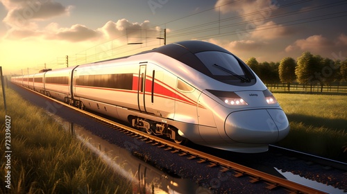 The high-speed train is travelling at high speed