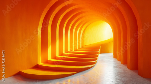 Modern Architectural Curves in Vivid Orange and Yellow Gradient