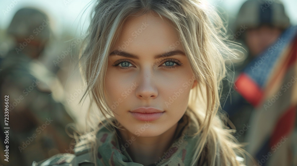 American female soldier, war concept American female soldier, war concept