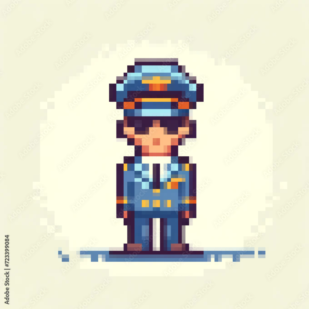 Fototapeta premium Pixel art illustration of a Plane Pilot, vector design