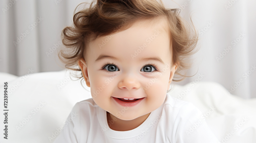 Portrait of Happy Smiling Little Baby Indoors