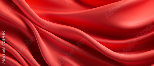 Luxurious red silk with intricate folds, dark turquoise and gray tones. Cinema4D rendering by Georg Jensen, blurred forms, glossy finish. UHD elegance, organic fluid shapes