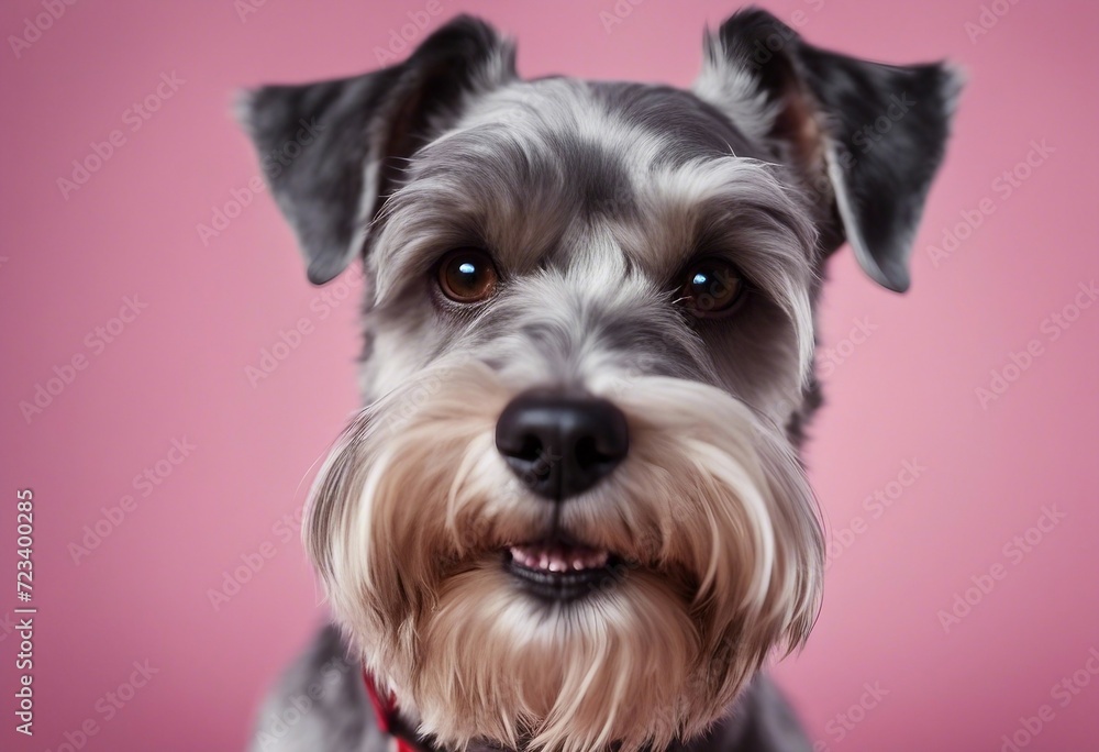 Schnauzer dog photography on a pink background Sticker for Valentine's Day 