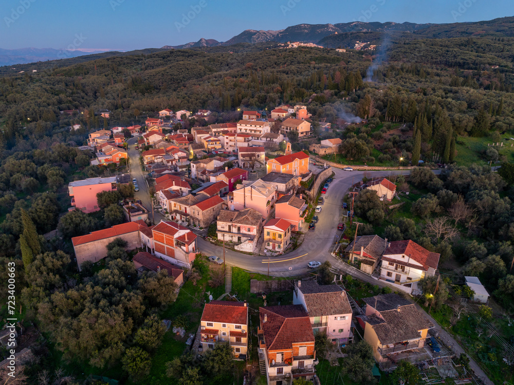 Greek village at the island of Corfu -Xanthates in north corfu,Greece