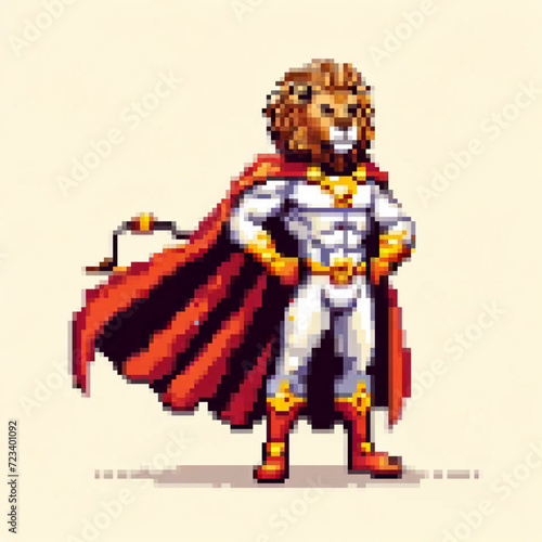 Pixel art illustration of a Super Lion