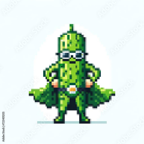 Pixel art illustration of a Super Cucumber - Super Vegetables series