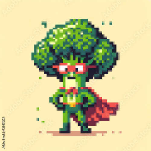 Pixel art illustration of a Super Broccoli - Super Vegetables series