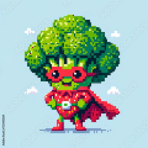 Pixel art illustration of a Super Broccoli - Super Vegetables series
