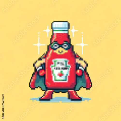 Pixel art illustration of a Super Ketchup