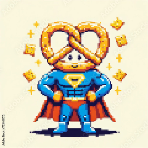 Pixel art illustration of a Super Bretzel - Super Food series