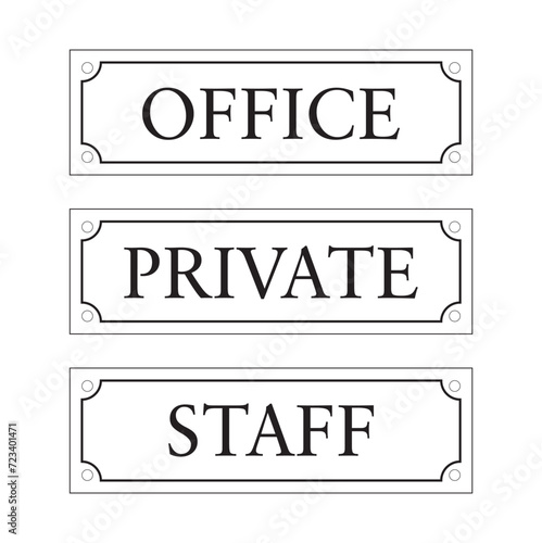 Oficina privado personal cartel con escritura retro. Vector