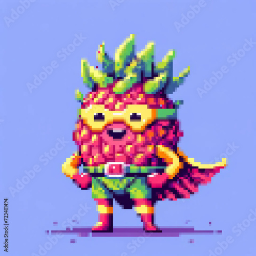 Pixel art illustration of a Super Dragon Fruit - Super Food series