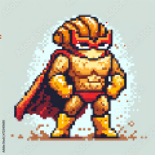 Pixel art illustration of a Super Croissant - Super Food series