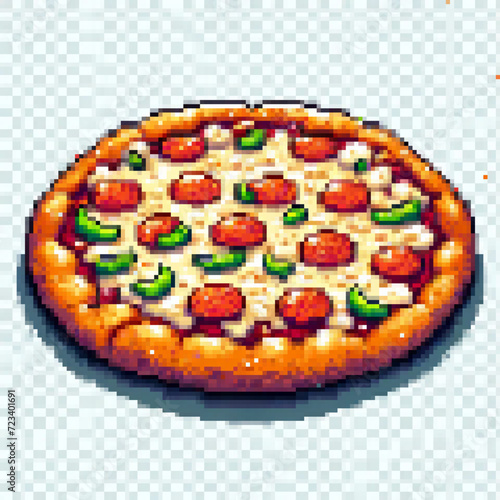 Pixel art illustration of a Pizza - Super Food series