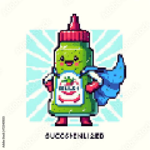 Pixel art illustration of a Super Wasabi sauce - Super Food series