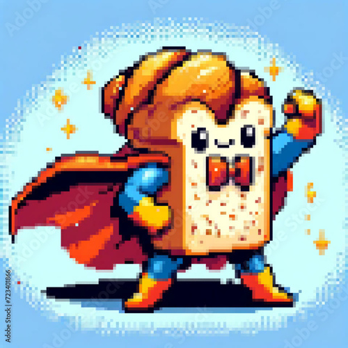 Pixel art illustration of a Super Bread - Super Food series