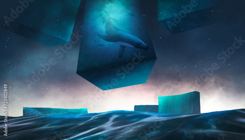 Fantasy night seascape with...