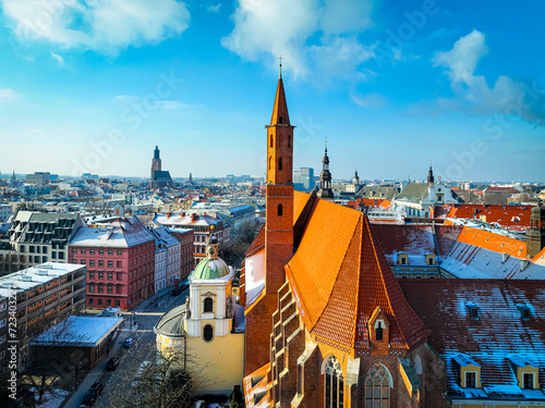 Aerial view of Wroclaw in winter, Poland