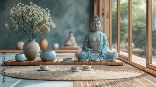 A meditation room with a peaceful interior space.