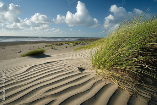 Sand dunes at North sea beach