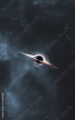 3D illustration of Black hole. High quality digital space art in 5K vertical/portrait format- realistic visualization