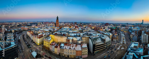 Aerial view of Wroclaw in winter, Poland
