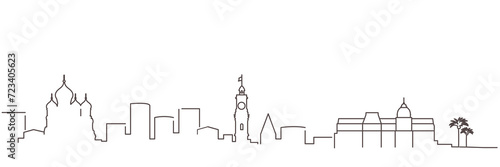 Nice Dark Line Simple Minimalist Skyline With White Background