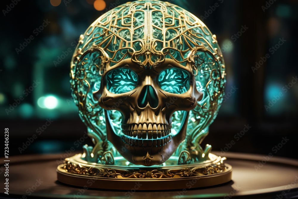 Obraz premium a skull miniature made from glass on the stand