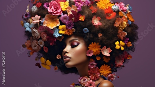 Wallpaper Mural A close-up portrait of a beautiful young woman with flowers in her hair Torontodigital.ca