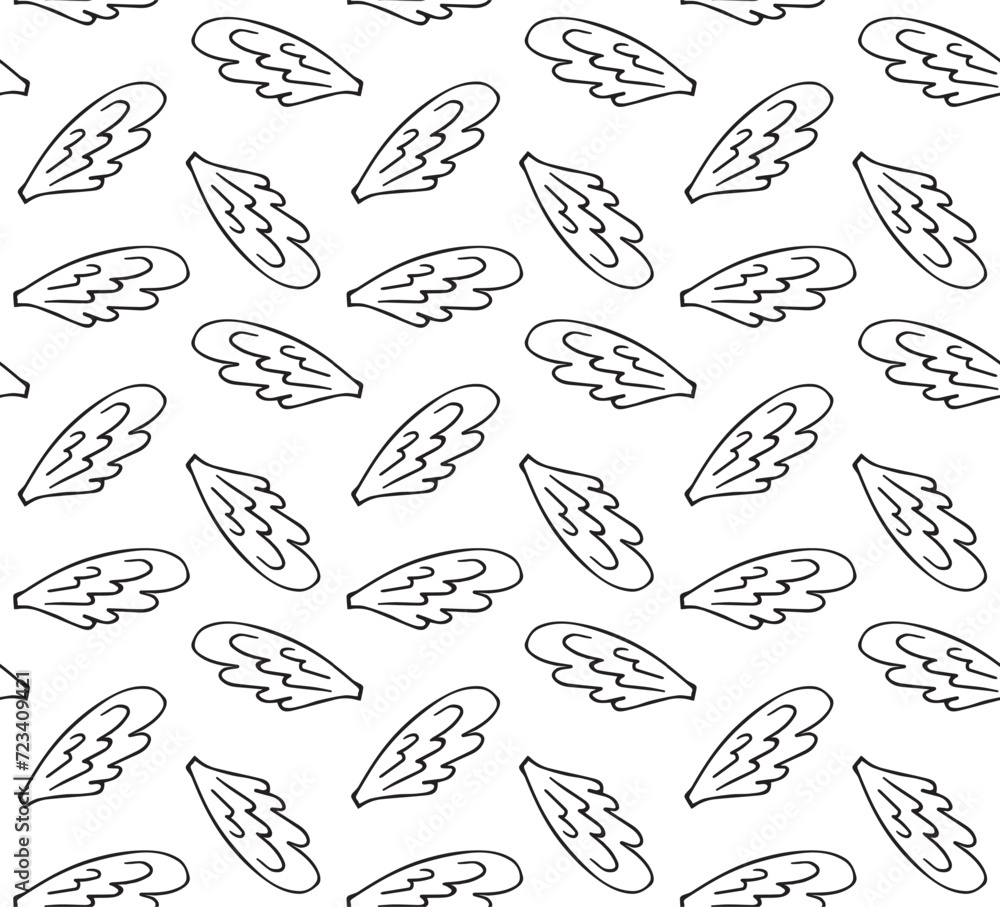 Vector seamless pattern of hand drawn doodle sketch wings isolated on white background Vector seamless pattern of hand drawn doodle sketch wings isolated on white background