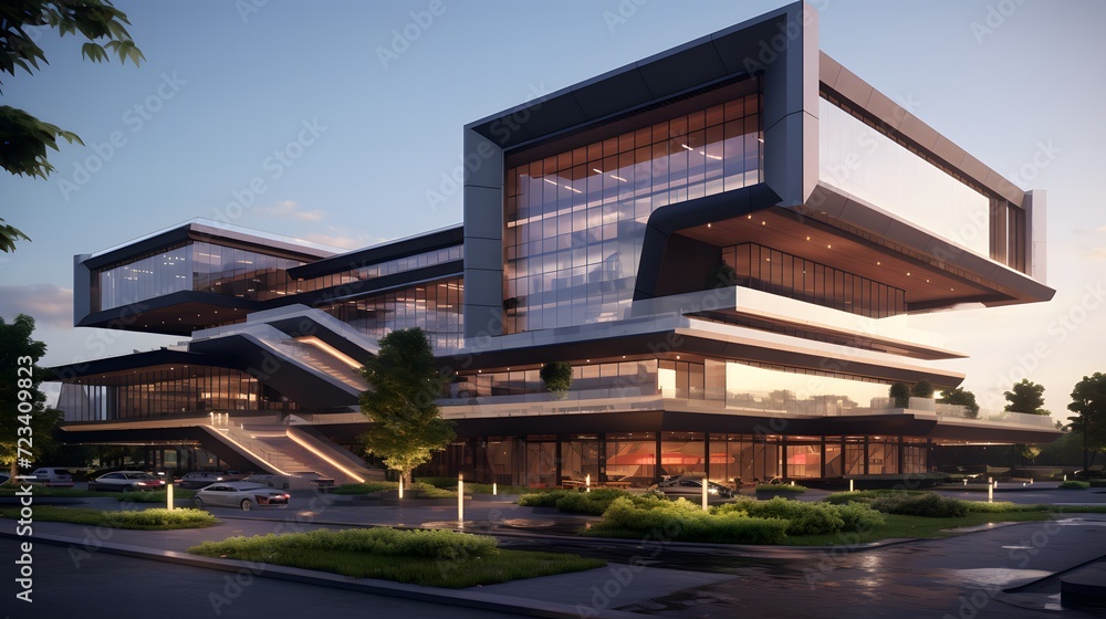 Modern office building concept 3d rendering.
Modern office building concept 3d rendering.