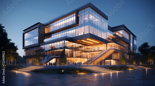 Modern office building concept 3d rendering. 