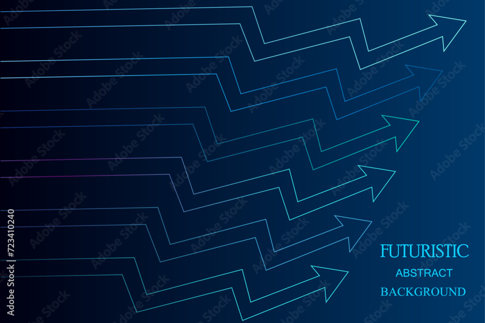 Modern dark blue abstract background. Blue geometric lines with glowing arrows. Technology futuristic design. Suit for cover, header, poster, banner, web Modern dark blue abstract background. Blue geometric lines with glowing arrows. Technology futuristic design. Suit for cover, header, poster, banner, web