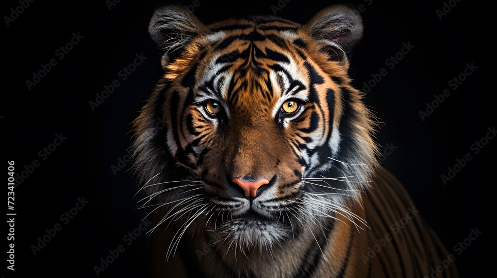 Portrait of a Tiger with a black background
 - obrazy, fototapety, plakaty 
