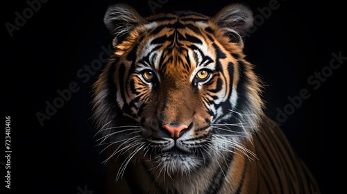 Portrait of a Tiger with a black background 