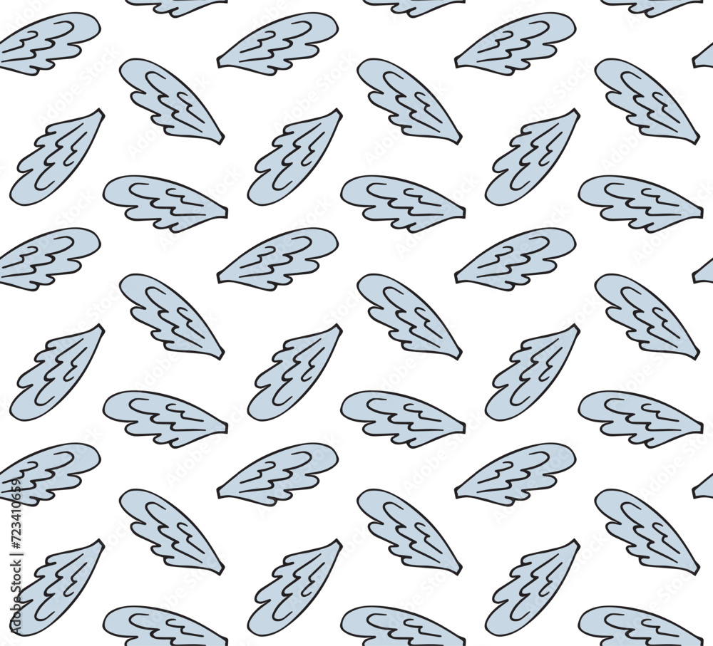Vector seamless pattern of hand drawn doodle sketch wings isolated on white background Vector seamless pattern of hand drawn doodle sketch wings isolated on white background